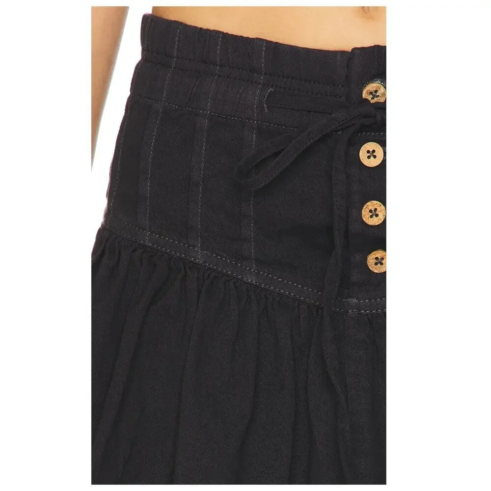 NEW Free People Roselle Drawstring Denim Miniskirt Size Large